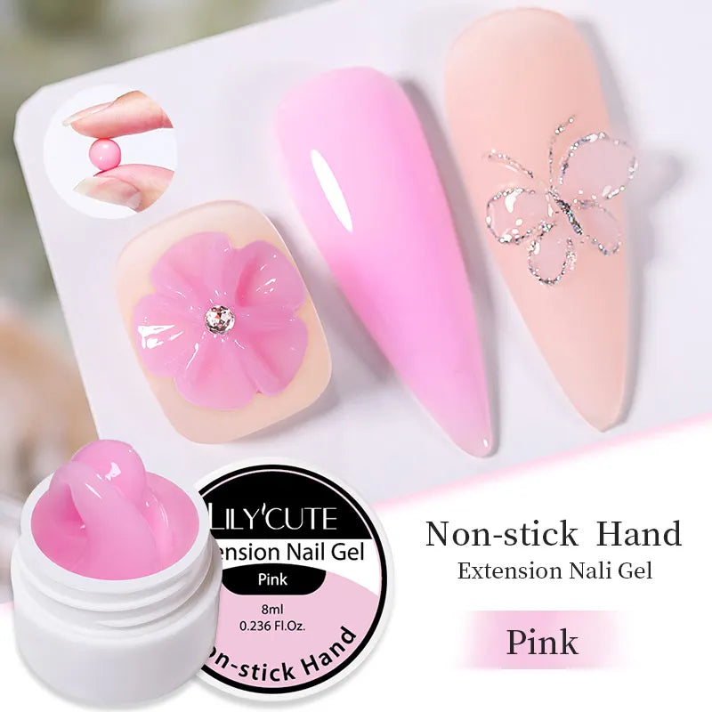 LILYCUTE 8ml Clear Non Stick Hand Extension Gel Nail Polish For 3D Shaping Nail Art Solid Milky Jelly Hard Gel For Fake Nail DIY