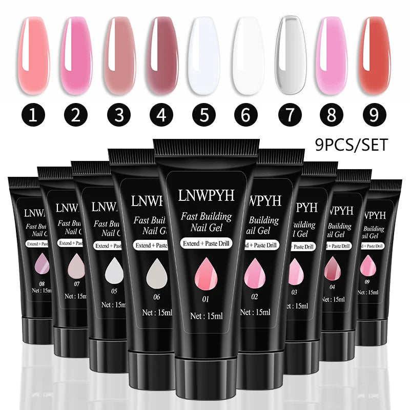 LNWPYH Poly Extension Nail Gel Set – Professional Building Gel Kit, 4/9 Colors