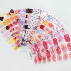 16-Tip Floral Full-Cover Nail Wraps – Daisy, Cherry & Tulip Gel Stickers