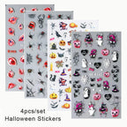 5D Embossed Nail Art Stickers – Floral, Lace & Halloween Textured Decals