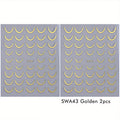 Gold & Silver French Curve Stripe Nail Stickers – Simple Swirl Line Tape