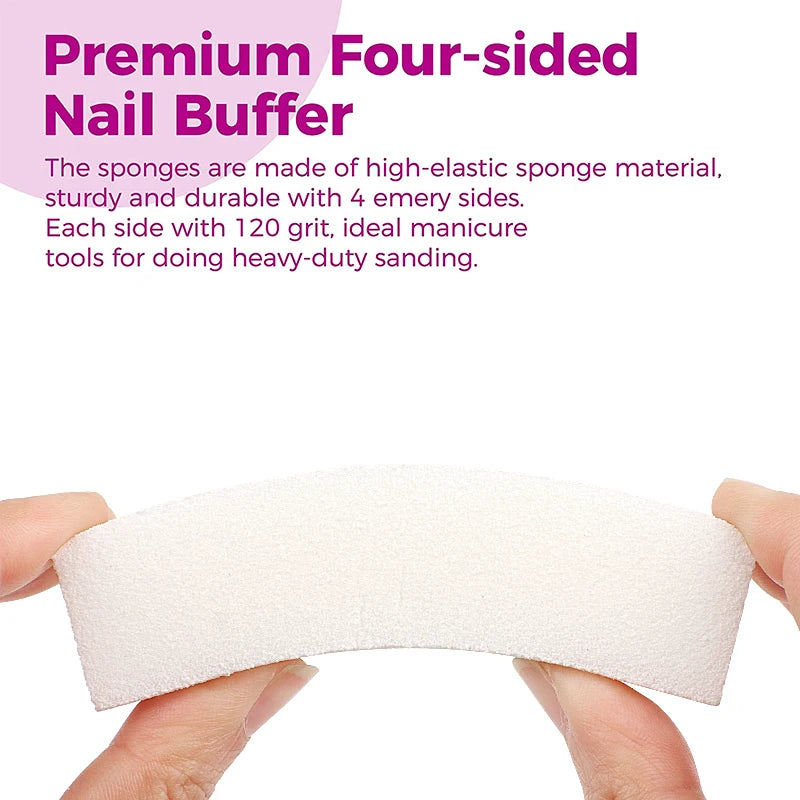 2/8/10Pcs White Sponge Nail Buffer Blocks 120 Grit Professional Nail Sanding Buffing Polishing File Manicure Grinding Nail Tools