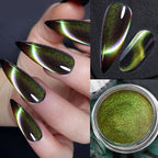 9D Sparkly Chameleon Magnetic Nail Powder – Holographic Cat Eye Chrome Pigment