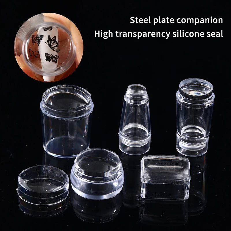Jiauting Transparent Silicone Nail Stamper & Scraper Set