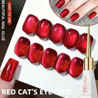 MAFANAILS Christmas Red Cat's Eye Gel Nail Polish – Sparkling Ruby Magnetic Gel
