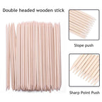 Orange Wood Nail Pusher Sticks – Dual-Head Cuticle & Rhinestone Dotting Tool