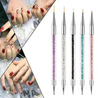 Lightweight Nail Art Dotting Pen Set – Rhinestone Handle Liner & Dotter, 5 Pieces