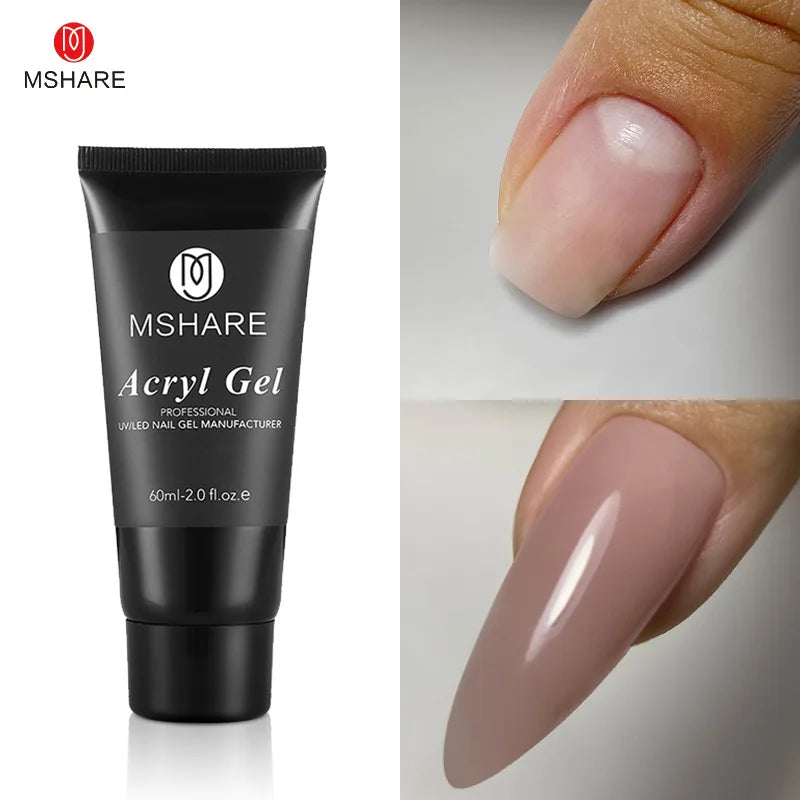 MSHARE Poly Nails Acryl Gel 60ml Builder UV Led Acrylgel Nails Extensions Acrylic Pink White Clear Acrylatic Hema Tpo Free Gel