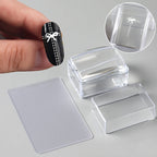 Transparent Rectangle Nail Art Stamper with Scraper – Clear Jelly Transfer Tool