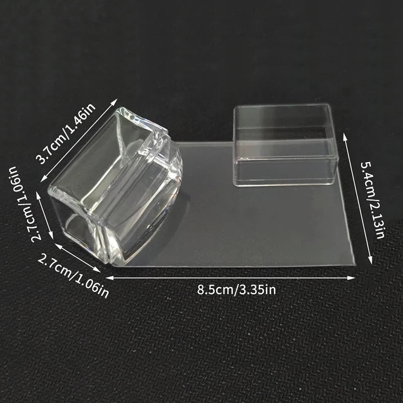 Transparent Rectangle Nail Art Stamper with Scraper – Clear Jelly Transfer Tool