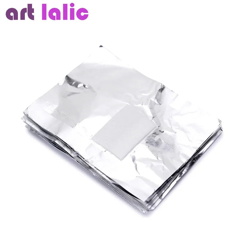 100Pcs Aluminum Foil Nail Wraps with Built-In Cotton Pad