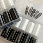MAFANAILS Black & White Lace Nail Transfer Stickers – Sexy Flower Lace Foils, 10 Rolls
