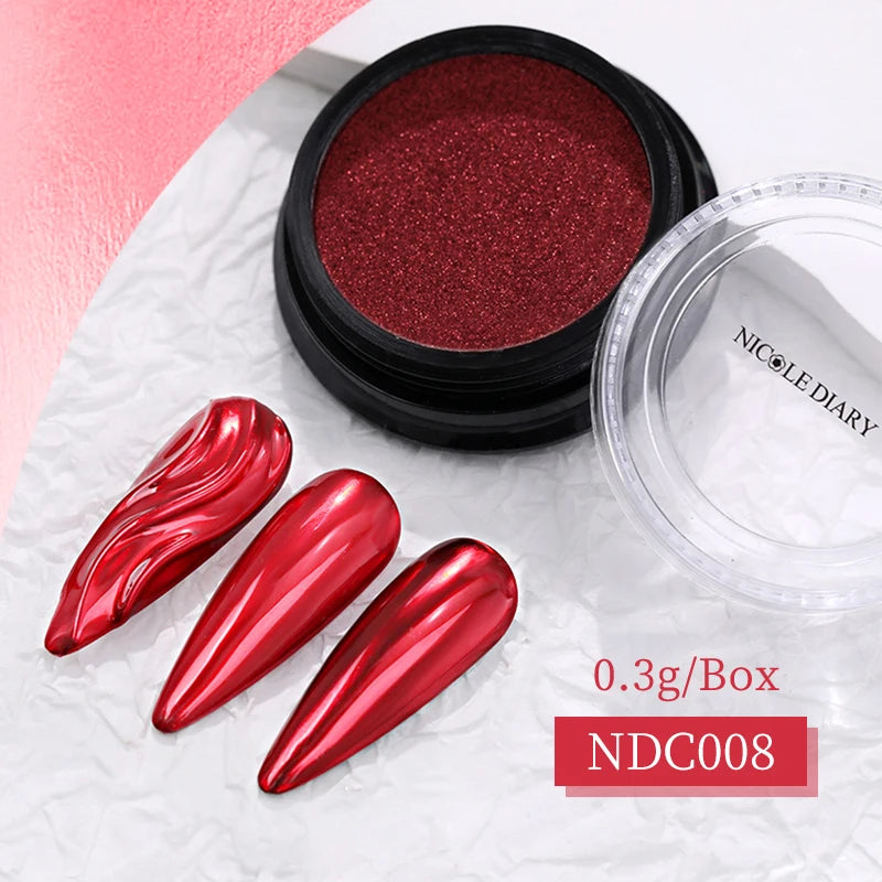NICOLE DIARY Aurora Nail Powder White Pigment Pearl Rubbing Dust Effect Nail Art Glitter Manicure Nail Accessories