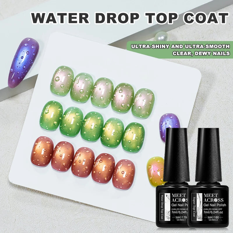 MEET ACROSS 3D Clear Water Drop Top Coat – Crystal No-Wipe Nail Gel