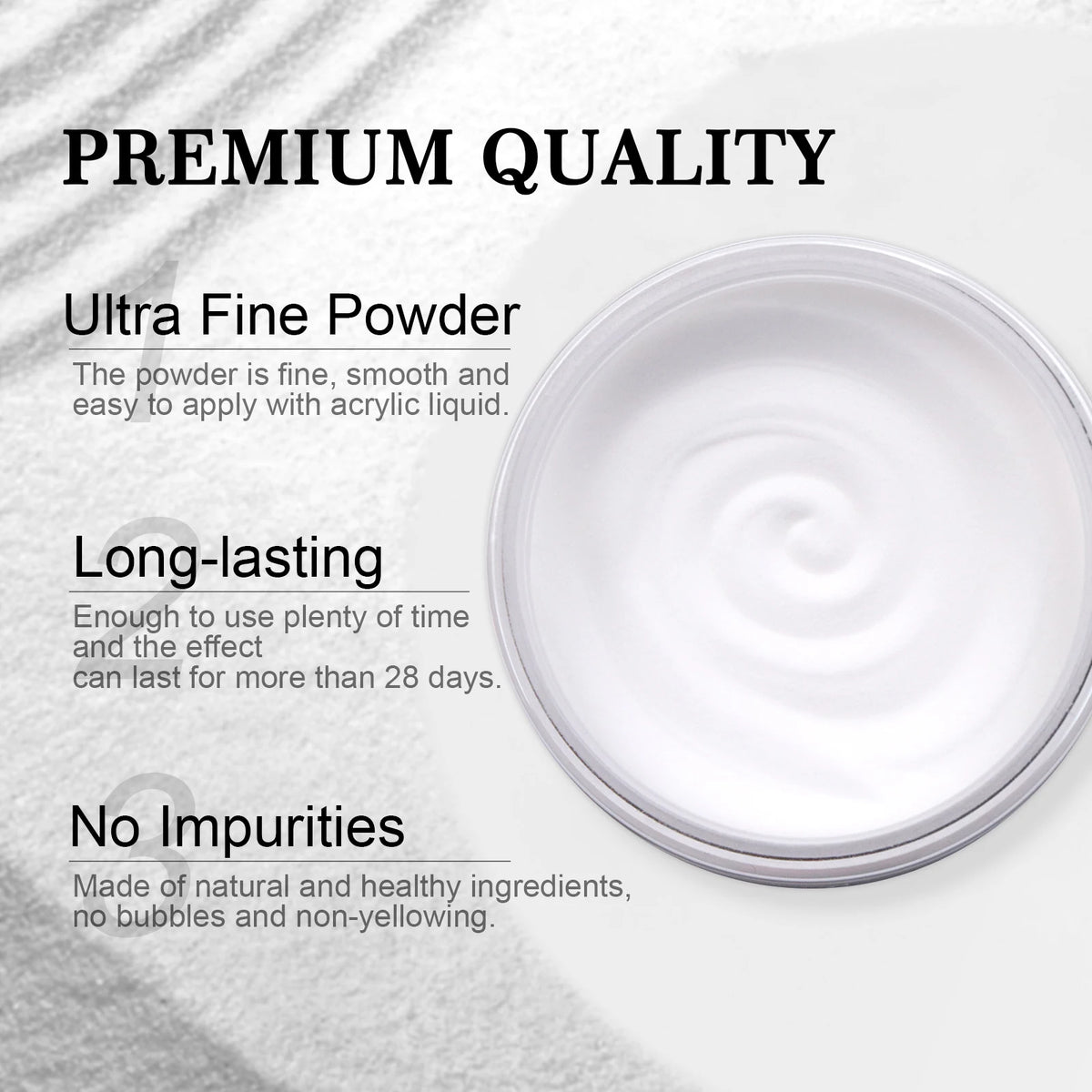 Saviland Large Capacity Acrylic Powder – Clear, White, Pink & Nude, 5.29oz