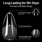 Coffin Press-On Nail Tips – Clear Full Cover Long Ballerina, 100 Pieces