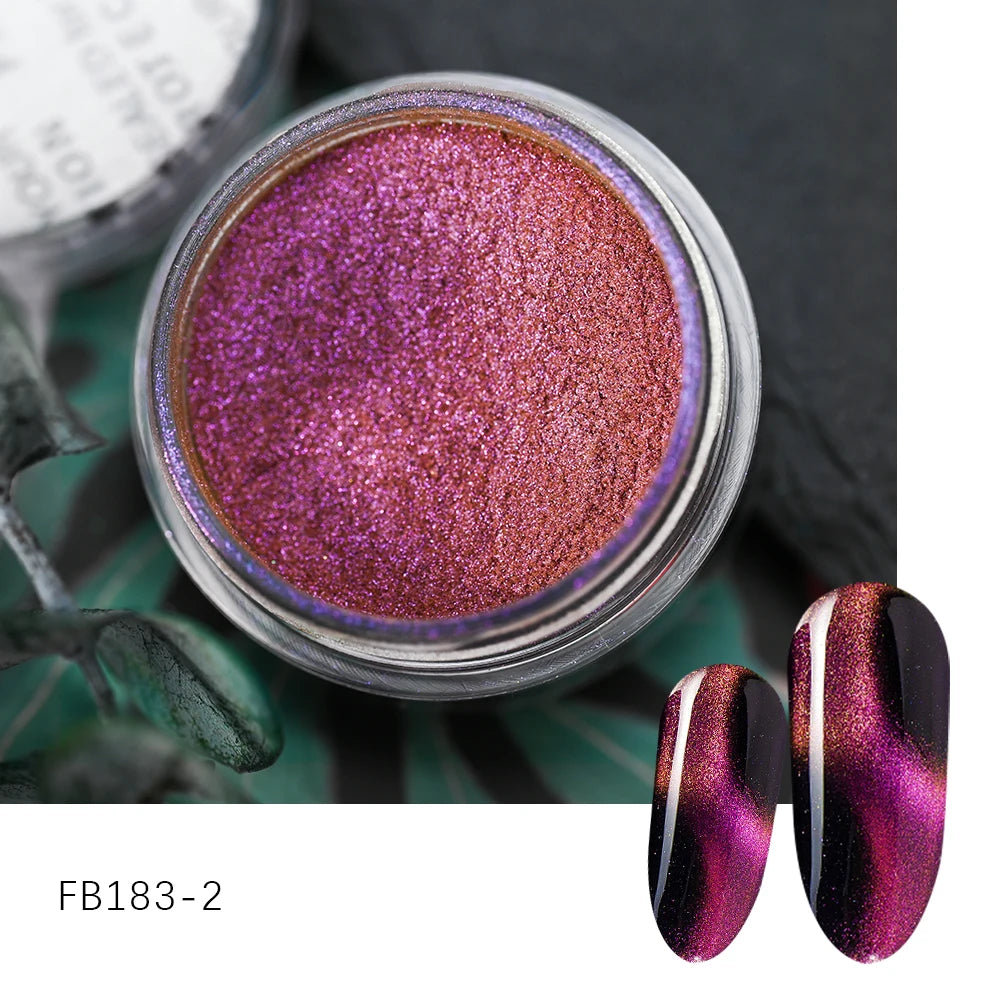 1Jar Reflective Magnetic Nail Powder Chameleon Glitter Cat Eye Dust Chrome Metallic EffectShiny Nail Pigment Manicure Decoration