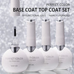 PERFECT COLOR Gel Nail Polish Top & Base Coat Set – Silky Base, Glossy No-Wipe Top