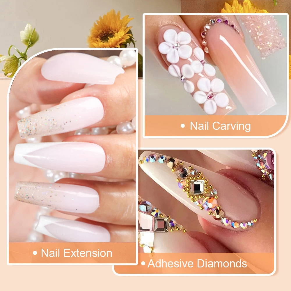 MAFANAILS Crystal Powder Set – Acrylic Powder, Monomer & Brush Kit, 8pcs
