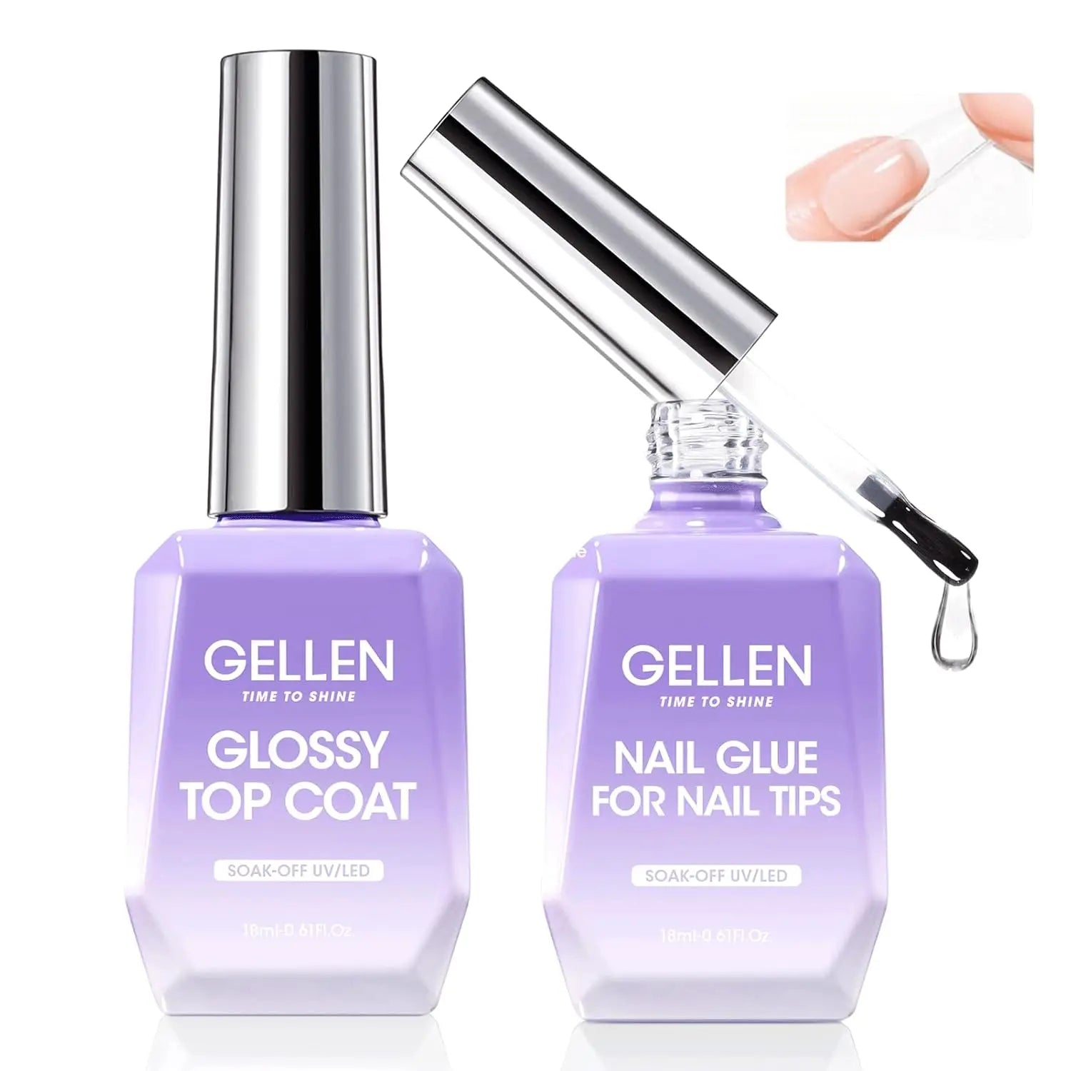 GELLEN 18ml 4In1 Nail Glue Gel Prep Dehydrator Kit for False Acrylic Press on Nails Soak Off LED UV Light Cure Manicure Supplies