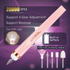 YIKOOLIN 5-in-1 Electric Nail Drill – Cordless Manicure File with LED Light, 4-Speed