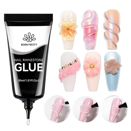 BORN PRETTY Nail Rhinestone Gel – Super Adhesive 3D Jewelry & Powder Gel