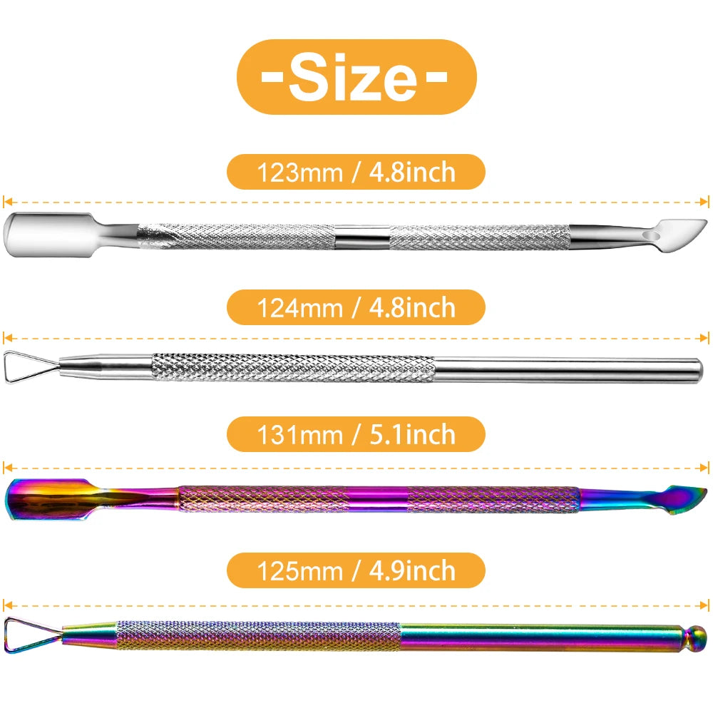 Hook Type Stainless Steel Cuticle Pusher & Gel Polish Scraper