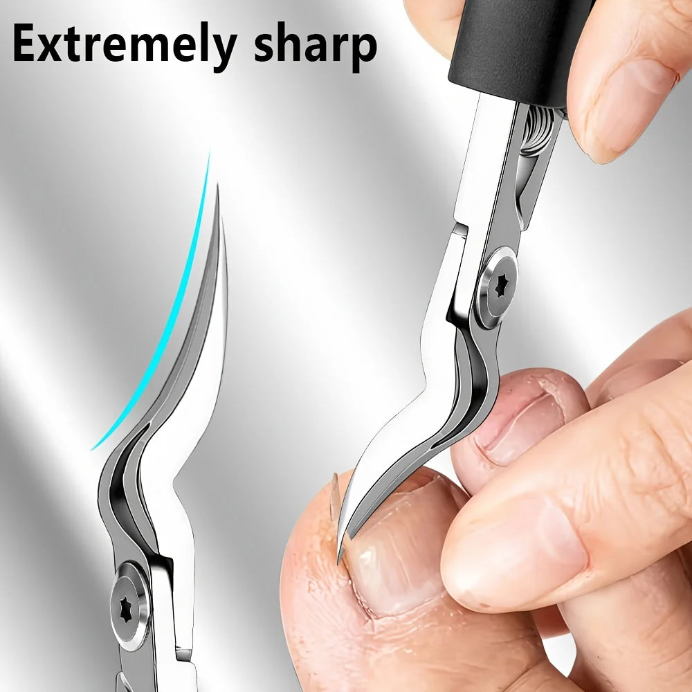 Modern Stainless Steel Foot Care Nail Clipper Set – Long Handle, Slanted Opening
