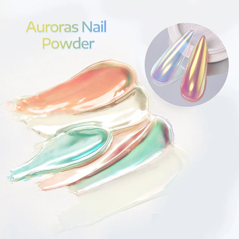 NICOLE DIARY Aurora Nail Powder White Pigment Pearl Rubbing Dust Effect Nail Art Glitter Manicure Nail Accessories