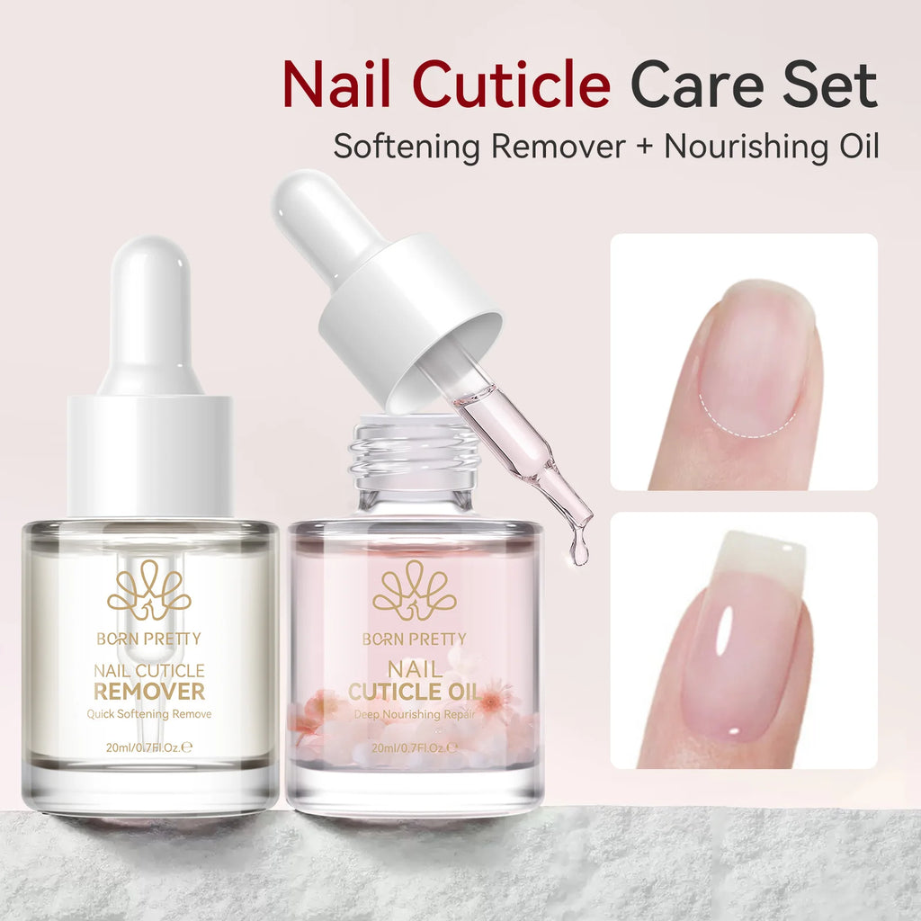 BORN PRETTY Flower-Infused Cuticle Oil & Remover Set – 20ml