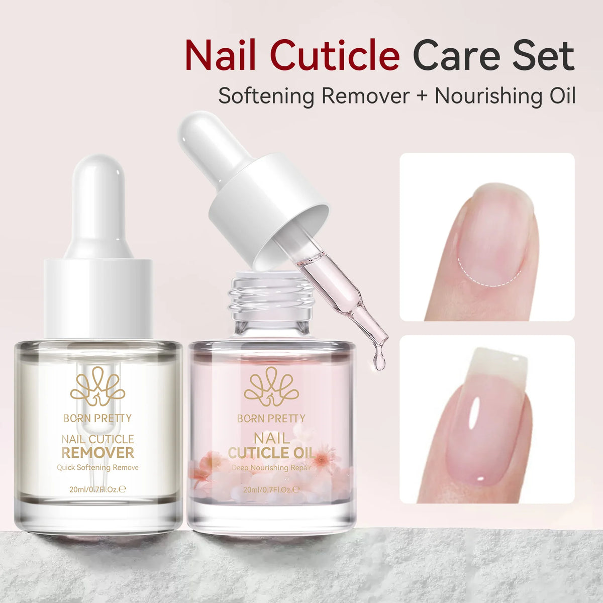 BORN PRETTY Flower-Infused Cuticle Oil & Remover Set – 20ml