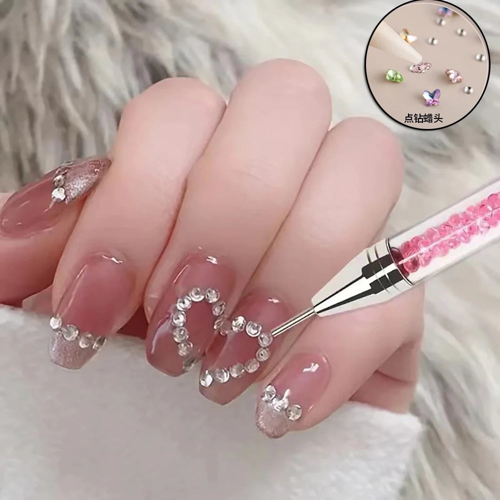 Crystal Handle Double-End Nail Dotting Pen – Gem, Bead & Rhinestone Picker