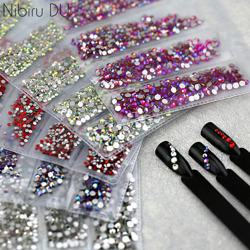 Multi-Size Glass Nail Rhinestones – Pre-Sorted Crystal Charm Set, SS4–SS12