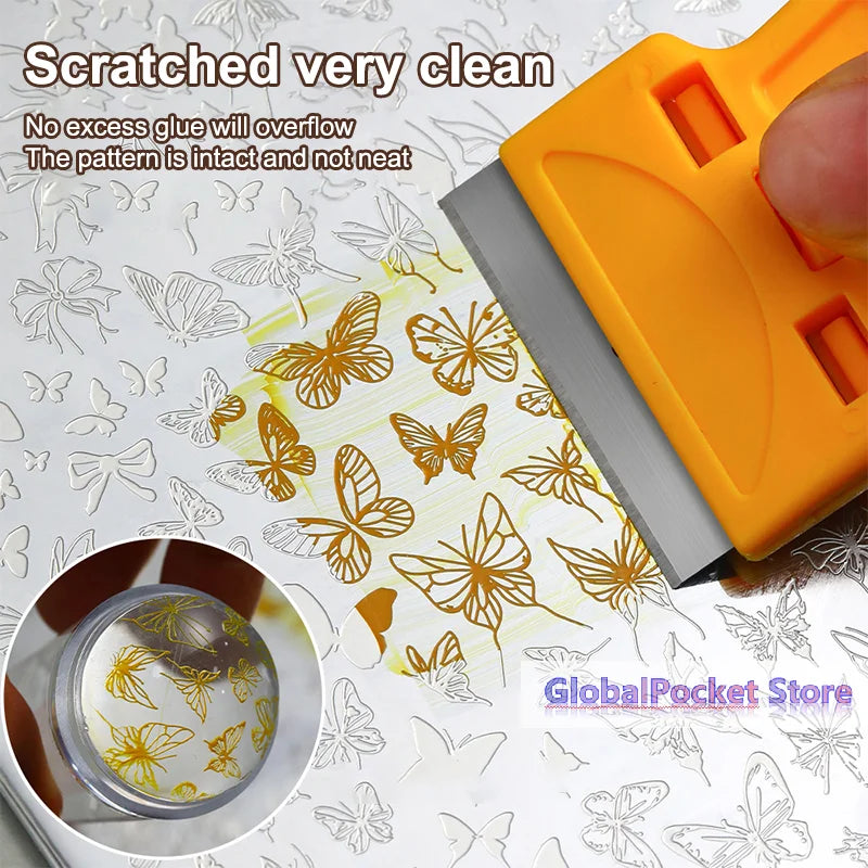 Multifunctional Nail Stamping Scraper – Glue Removal & Printing Spatula Tool