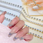 Sparkling Rhinestone Chain Nail Charms – Claw-Set Crystal Metal Chain