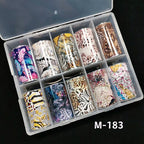 Leopard Print Nail Transfer Paper Set – Animal Pattern Foil Decals, 10 Rolls
