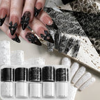MAFANAILS Black & White Lace Nail Transfer Foils – Sexy Lace Flower Sticker Set, 10 Rolls