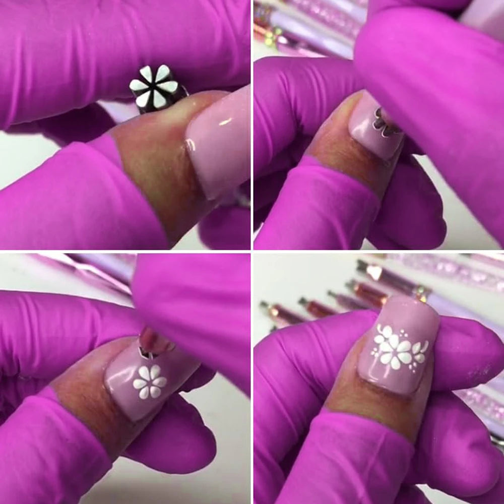 Chic 9D Nail Art Stamp Pen Set – Daisy, Star, Butterfly & Heart Designs