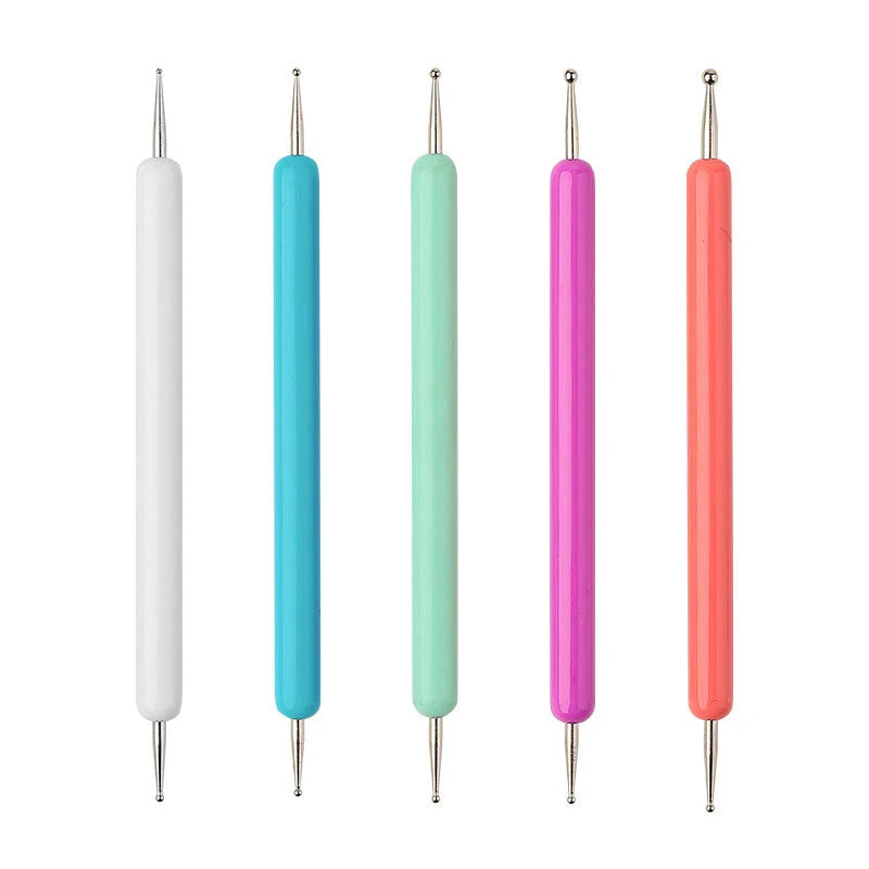 JEARLYU 2-Way Nail Dotting Pen Set – Carving & Drawing Tools, 5 Pieces