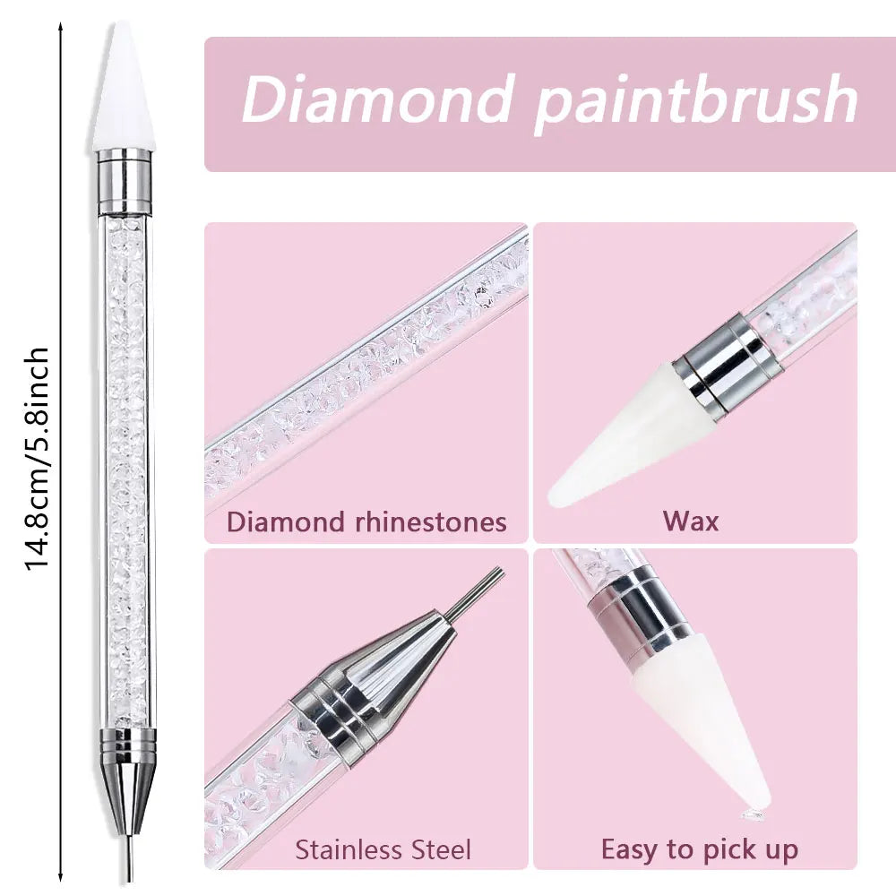 Crystal Handle Double-End Nail Dotting Pen – Gem, Bead & Rhinestone Picker