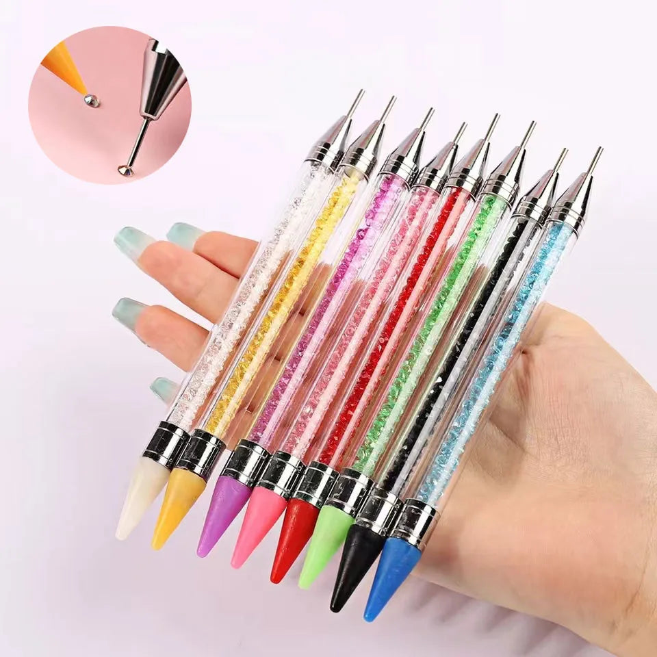 Crystal Handle Double-End Nail Dotting Pen – Gem, Bead & Rhinestone Picker