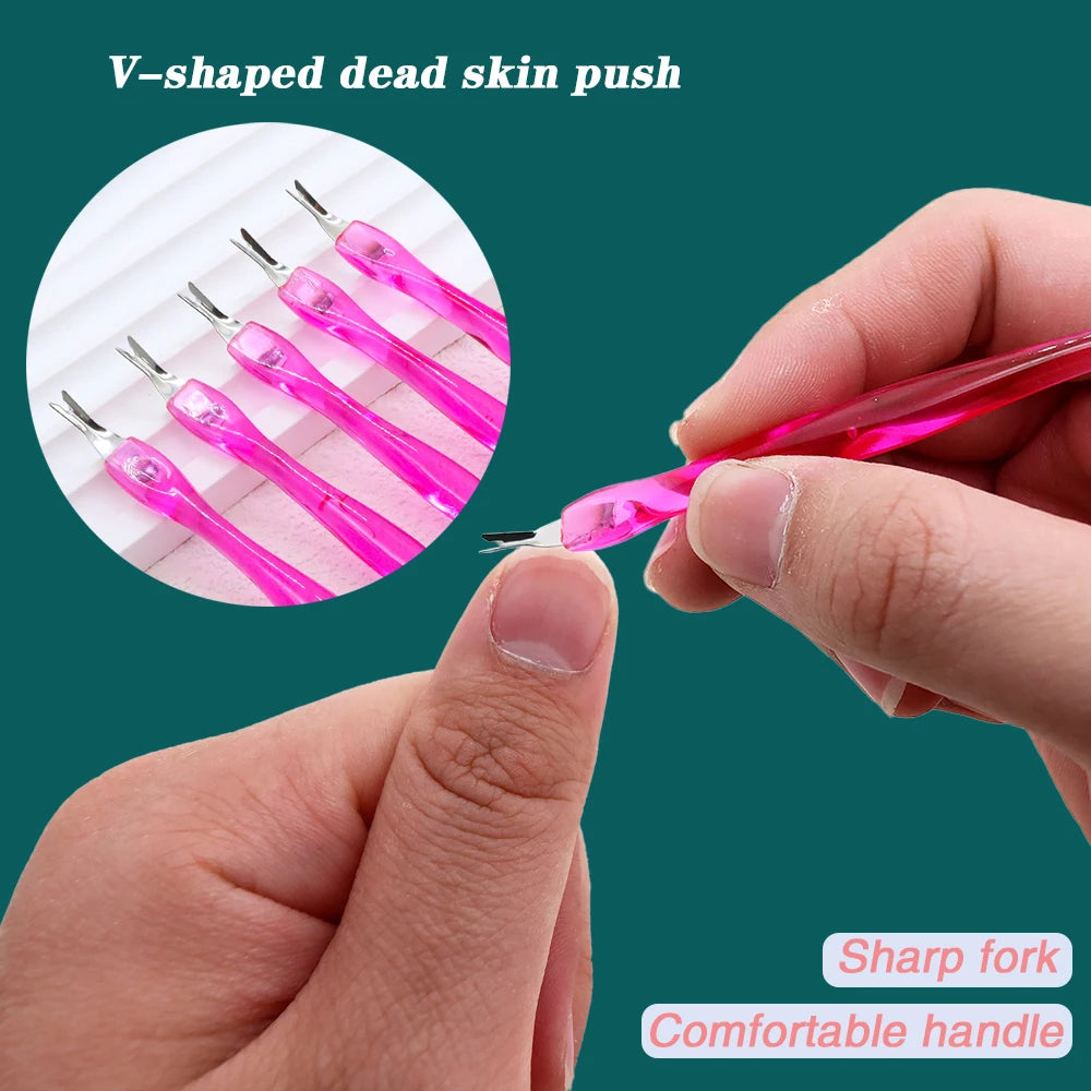 Cuticle Trimmer Dead Skin Fork – Stainless Steel Nail Cleaning Tool, 100 Pieces