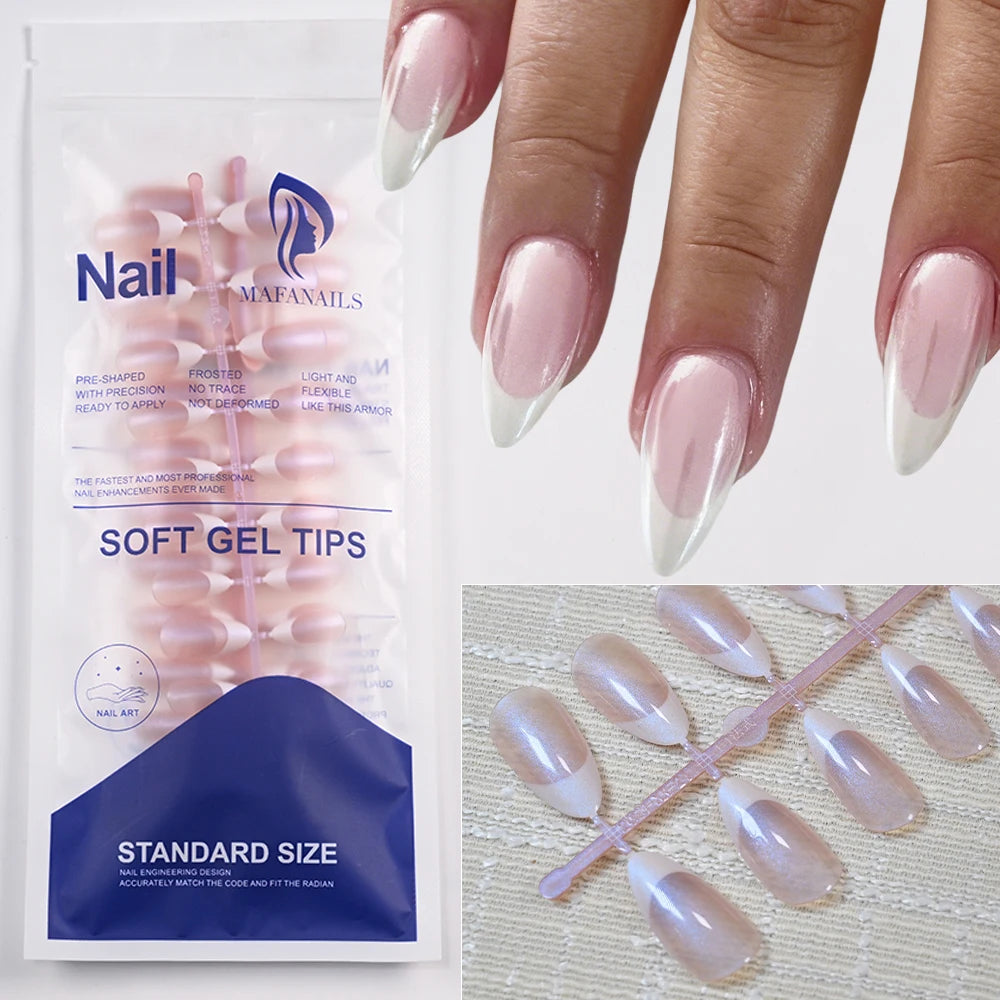 Pearlescent Short Square Press-On Toenail Tips – Full Cover Soft Gel, 120 Pieces