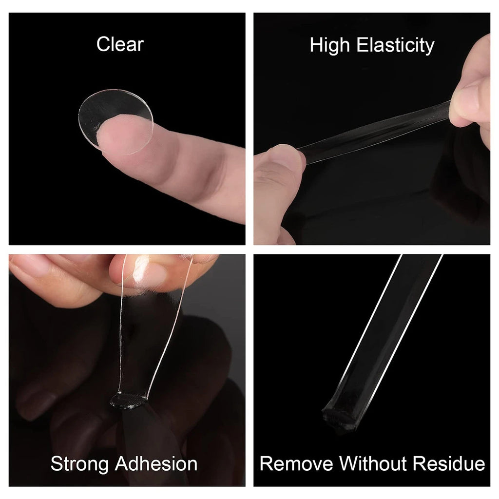 Double-Sided Nail Adhesive Dots – Transparent PET Glue Tabs for Display & Practice Stands