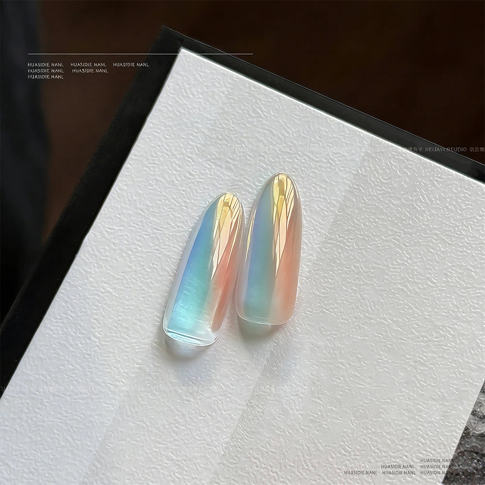 1pc Summer Shiny Aurora Cat Eye Nail Powder Holographic Iridescent Blue Light Chrome Pigment Dust Mirror Manicure Glitter Powder