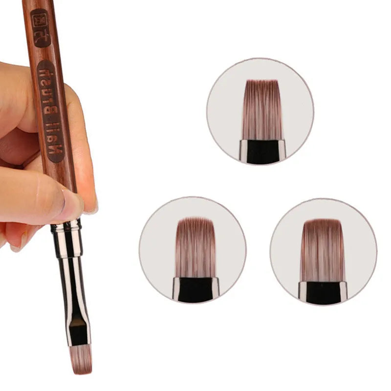 Sandalwood Handle Gel Painting Brush – Nail Art Brush for Gel Extensions & Acrylic Builder
