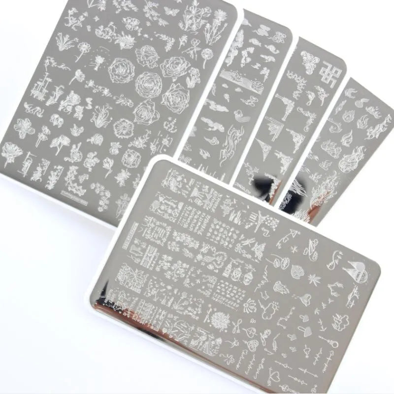 ZJoyplus XL Flower Nail Stamping Plate – 59 Designs, Stainless Steel