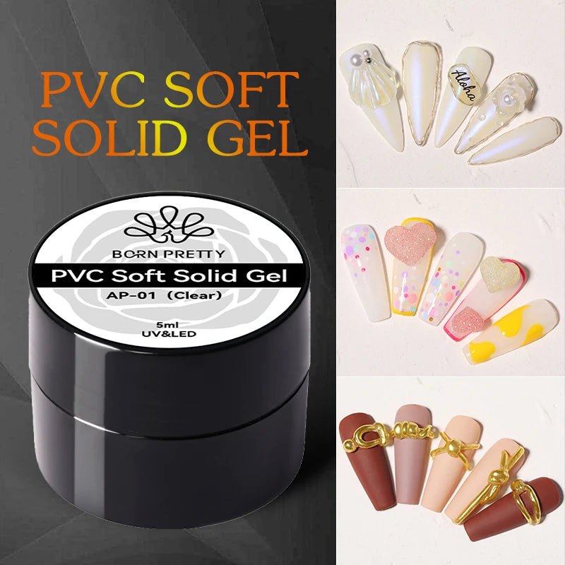BORN PRETTY PVC Soft Solid Gel Polish 5g Transparent Clear Function Gel Mirror Power 3D Sculpting Creative Modeing Nail Art