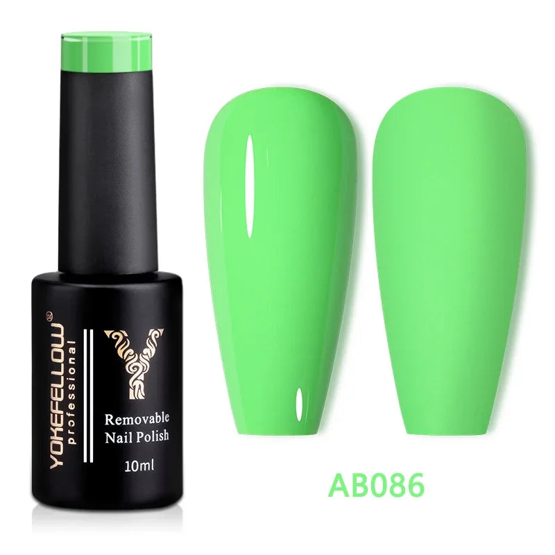 YOKEFELLOW 10ML Glow in the Dark Gel Nail Polish Luminous Neon Gel Polish Summer Semi Permanent Soak Off Nail Art UV Varnish