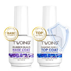 TWOING Rubber Build Base & Diamond Shine No-Wipe Top Coat Set